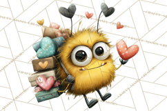 Quirky Valentine Monster Clipart PNG for Cute Printable Product Image 2