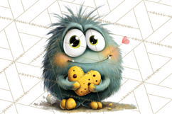 Quirky Valentine Monster Clipart PNG for Cute Printable Product Image 3