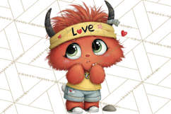 Quirky Valentine Monster Clipart PNG for Cute Printable Product Image 4