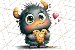 Quirky Valentine Monster Clipart PNG for Cute Printable Product Image 5