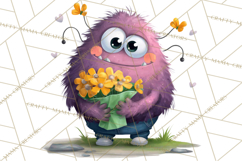 Quirky Valentine Monster Clipart PNG for Cute Printable Product Image 2