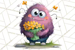 Quirky Valentine Monster Clipart PNG for Cute Printable Product Image 2