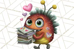 Quirky Valentine Monster Clipart PNG for Cute Printable Product Image 4