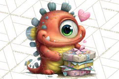 Quirky Valentine Monster Clipart PNG for Cute Printable Product Image 5