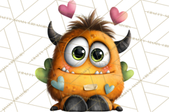 Quirky Valentine Monster Clipart PNG for Cute Printable Product Image 2