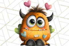 Quirky Valentine Monster Clipart PNG for Cute Printable Product Image 2