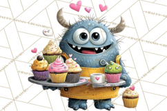 Quirky Valentine Monster Clipart PNG for Cute Printable Product Image 4