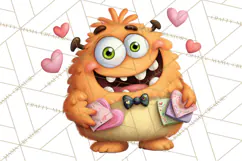 Quirky Valentine Monster Clipart PNG for Cute Printable Product Image 2