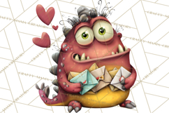 Quirky Valentine Monster Clipart PNG for Cute Printable Product Image 3