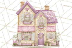 Heart Homes Valentine Clipart, Cozy Cottage PNG Product Image 4