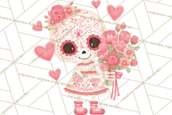 Valentine Sugar Skull Skeleton Clipart, Calavera PNG Art Product Image 4