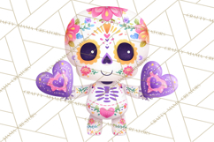Valentine Sugar Skull Skeleton Clipart, Calavera PNG Art Product Image 5