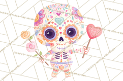 Valentine Sugar Skull Skeleton Clipart, Calavera PNG Art Product Image 2