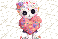 Valentine Sugar Skull Skeleton Clipart, Calavera PNG Art Product Image 3