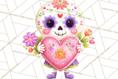 Valentine Sugar Skull Skeleton Clipart, Calavera PNG Art Product Image 4