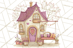 Heart Homes Valentine Clipart, Cozy Cottage PNG Product Image 5