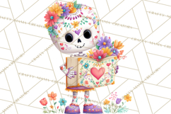 Valentine Sugar Skull Skeleton Clipart, Calavera PNG Art Product Image 5
