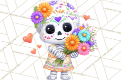 Valentine Sugar Skull Skeleton Clipart, Calavera PNG Art Product Image 2