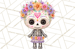 Valentine Sugar Skull Skeleton Clipart, Calavera PNG Art Product Image 5