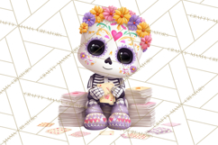 Valentine Sugar Skull Skeleton Clipart, Calavera PNG Art Product Image 2