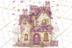 Heart Homes Valentine Clipart, Cozy Cottage PNG Product Image 2