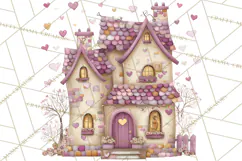 Heart Homes Valentine Clipart, Cozy Cottage PNG Product Image 2