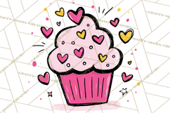 Bubblegum Pop Valentine Clipart PNG Hearts Candy Cupcakes Product Image 2