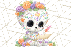 Valentine Sugar Skull Skeleton Clipart, Calavera PNG Art Product Image 3