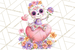 Valentine Sugar Skull Skeleton Clipart, Calavera PNG Art Product Image 4