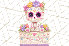 Valentine Sugar Skull Skeleton Clipart, Calavera PNG Art Product Image 5