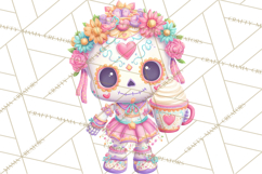 Valentine Sugar Skull Skeleton Clipart, Calavera PNG Art Product Image 4