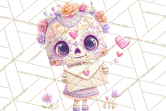 Valentine Sugar Skull Skeleton Clipart, Calavera PNG Art Product Image 5