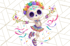 Valentine Sugar Skull Skeleton Clipart, Calavera PNG Art Product Image 2