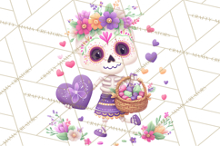 Valentine Sugar Skull Skeleton Clipart, Calavera PNG Art Product Image 2