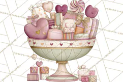 Retro Valentine Candy Shop Clipart PNG Pastel Sweets Product Image 4