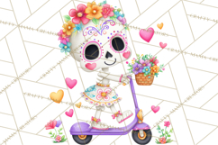 Valentine Sugar Skull Skeleton Clipart, Calavera PNG Art Product Image 4