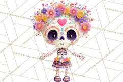Valentine Sugar Skull Skeleton Clipart, Calavera PNG Art Product Image 2