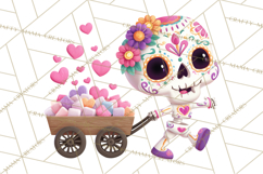 Valentine Sugar Skull Skeleton Clipart, Calavera PNG Art Product Image 3