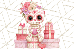 Valentine Sugar Skull Skeleton Clipart, Calavera PNG Art Product Image 4