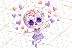 Valentine Sugar Skull Skeleton Clipart, Calavera PNG Art Product Image 5