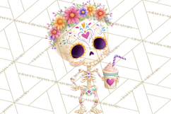 Valentine Sugar Skull Skeleton Clipart, Calavera PNG Art Product Image 2