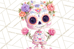 Valentine Sugar Skull Skeleton Clipart, Calavera PNG Art Product Image 3