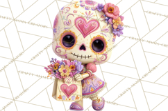 Valentine Sugar Skull Skeleton Clipart, Calavera PNG Art Product Image 2