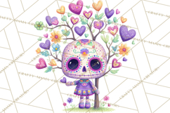 Valentine Sugar Skull Skeleton Clipart, Calavera PNG Art Product Image 2