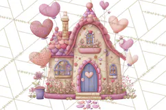 Heart Homes Valentine Clipart, Cozy Cottage PNG Product Image 5