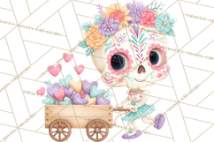 Valentine Sugar Skull Skeleton Clipart, Calavera PNG Art Product Image 5