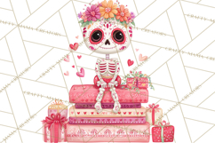 Valentine Sugar Skull Skeleton Clipart, Calavera PNG Art Product Image 2