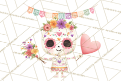 Valentine Sugar Skull Skeleton Clipart, Calavera PNG Art Product Image 3