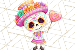 Valentine Sugar Skull Skeleton Clipart, Calavera PNG Art Product Image 2