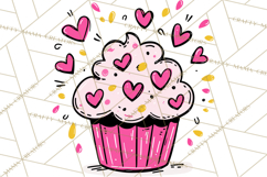 Bubblegum Pop Valentine Clipart PNG Hearts Candy Cupcakes Product Image 2